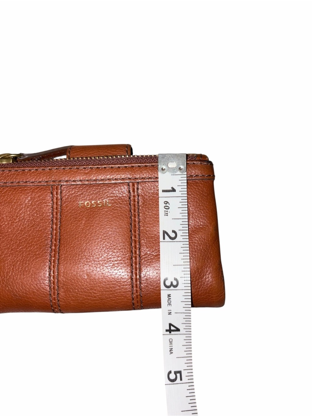 EUC Vintage Fossil Brown Cognac Leather Zip Bifold Wallet Card Holder Classic - Picture 8 of 8